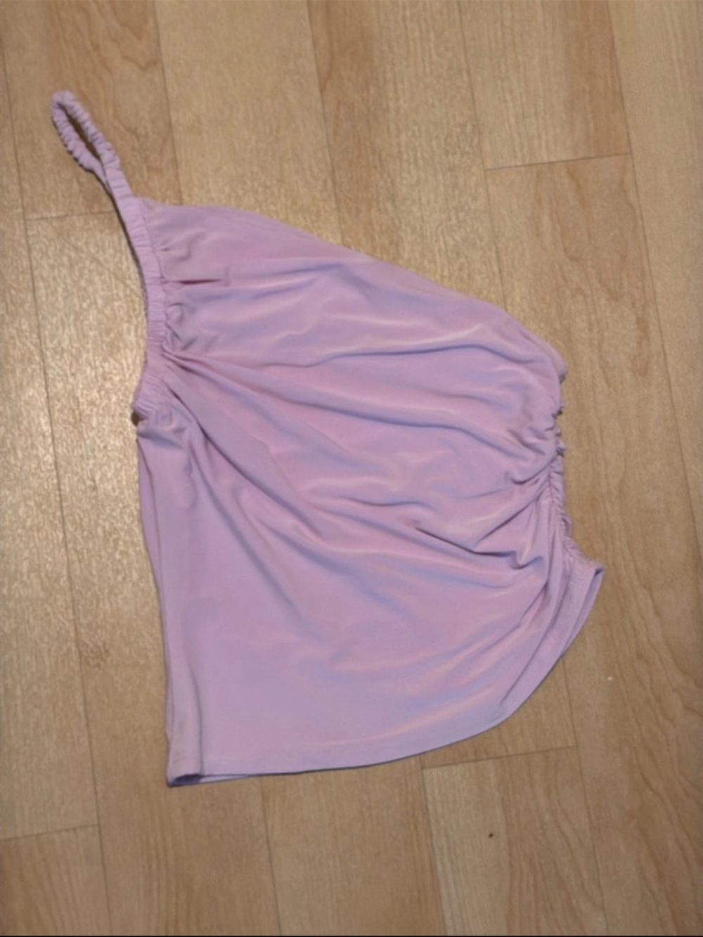 Wayf One-Shoulder Ruched Lilac Tank